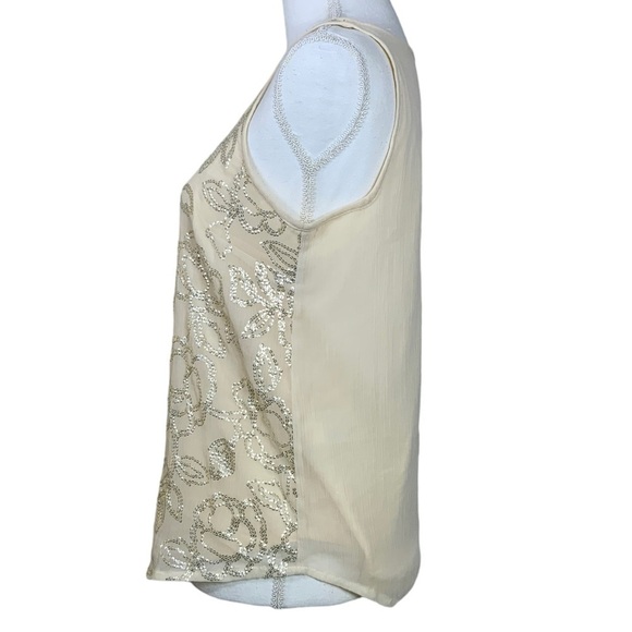 LC Lauren Tank Top Scoop Neck Sparkling Sequined Embellished Cream Blush Tank S - Picture 4 of 16